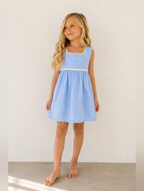The Oaks Apparel Girls Blue Gingham Dress Size 6